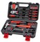 Red & Black Tool Set General Household Hand Tool Kit with Plastic Toolbox Storage Case